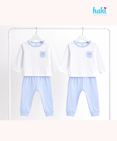 Bộ dài tay cài vai phối màu sợi tre BB038