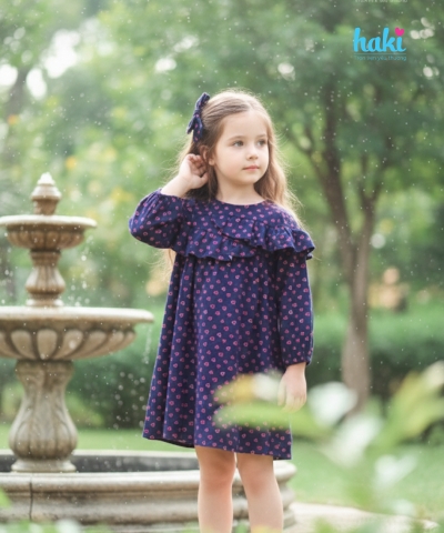 Váy thô cào bông bèo lệch hai tầng HK495