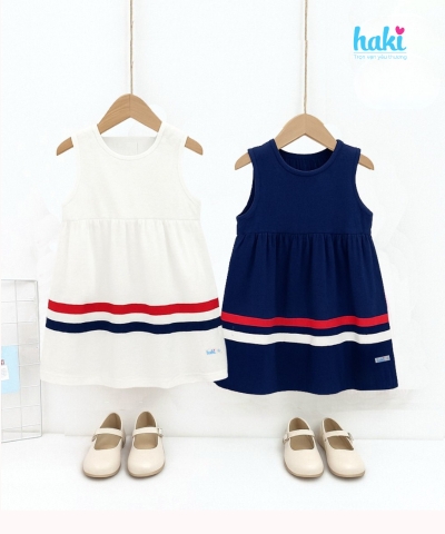 Váy bé gái sát nách, phối đáp 3 màu HK517