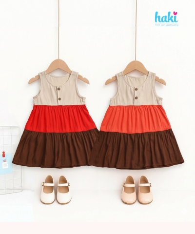 Váy bé gái 3 tầng color block HK518