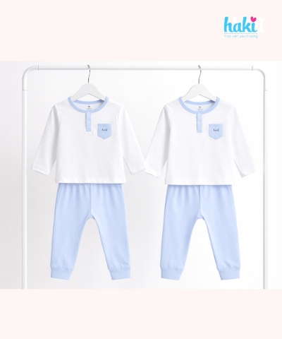 Bộ dài tay cổ trụ phối màu sợi tre BB039