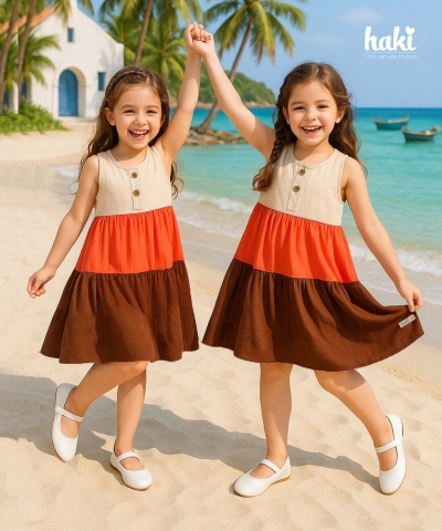 Váy bé gái 3 tầng color block HK518