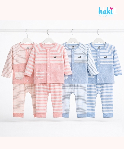 Bộ dài tay cài giữa, túi tròn BB024