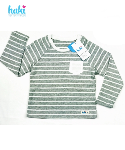 Áo cotton kẻ dài tay raglan