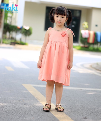 Váy hai dây đính hoa hồng HK507