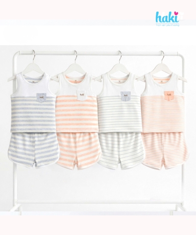 Bộ sát nách kẻ phối màu vải tre cao cấp BB045