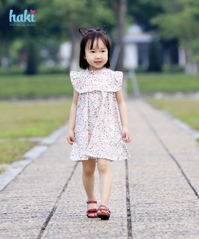 Váy bé gái thô hoa nhí cổ bèo tiểu thư HK512