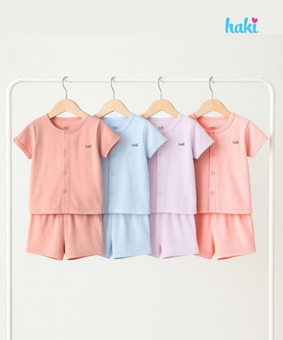 Bộ cộc tay cài giữa vải tre cao cấp BB001