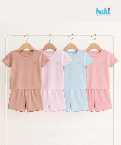 Bộ cộc tay cài vai vải tre cao cấp BB002