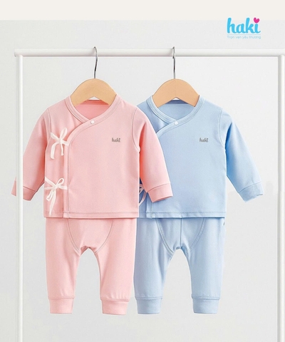 Bộ sơ sinh vạt lệch buộc dây BB035