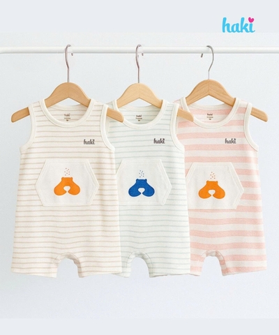 Body đùi sát nách kẻ, túi ốp vải tre cao cấp BB046