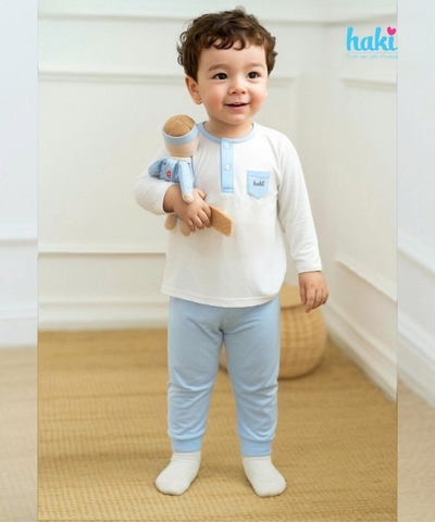 Bộ dài tay cổ trụ phối màu sợi tre BB039