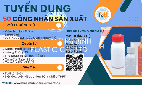Tuyển dụng công nhân sản xuất! 2025