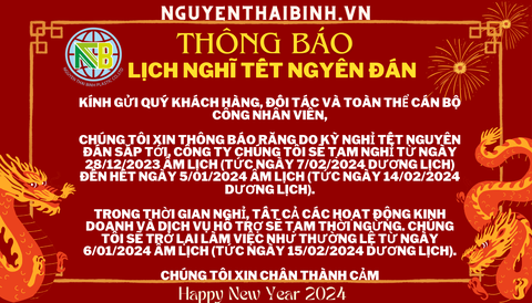 Thông Báo Lịch Nghĩ Tết Nguyên Đán 2024