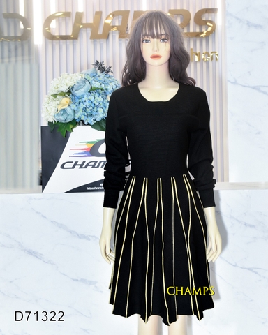 ĐẦM LEN ĐEN PHỐI VÀNG 71322