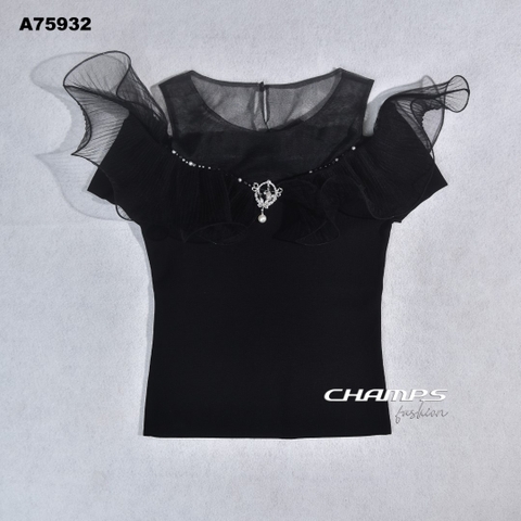 ÁO LEN ĐEN VAI TRỄ LƯỚI HQ+CÀI 75932