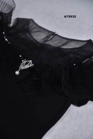 ÁO LEN ĐEN VAI TRỄ LƯỚI HQ+CÀI 75932