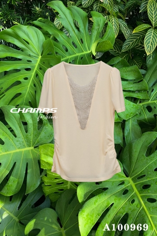 ÁO THUN VÀNG CỔ CƯỜM 100969