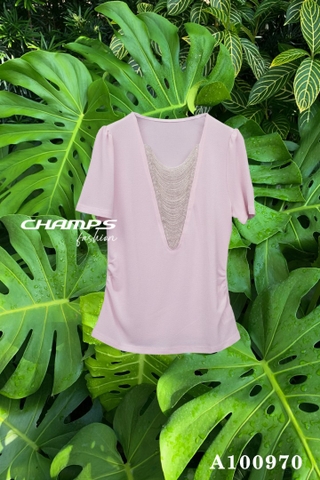 ÁO THUN HỒNG CỔ CƯỜM 100970