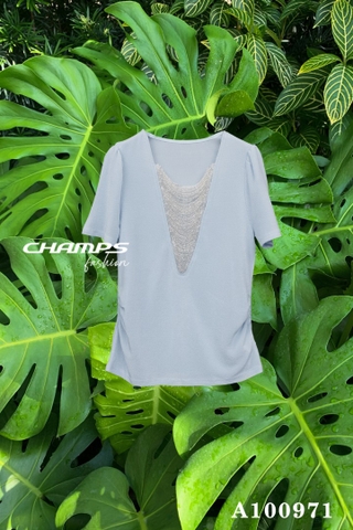 ÁO THUN XANH CỔ CƯỜM 100971