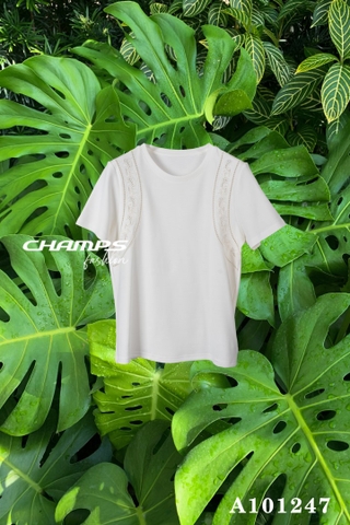 ÁO THUN XỐP TRẮNG HOA VĂN 101247