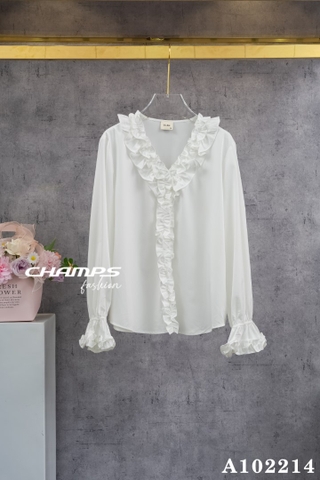 ÁO XÔ TRẮNG CỔ BEO 102214