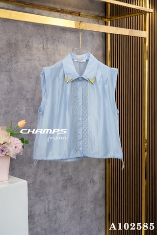 ÁO XÔ XANH CỔ V 102585