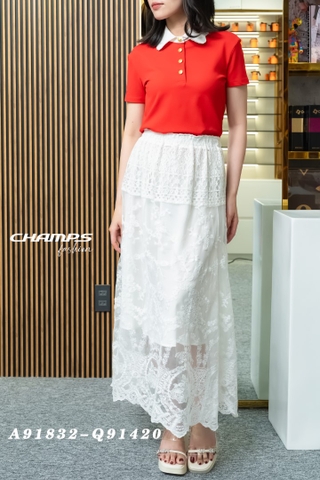 ÁO THUN ĐỎ CỔ TRẮNG 91832