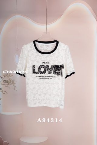 ÁO REN TRẮNG PHỐI ĐEN LOVE 94314