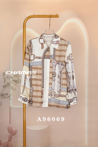 ÁO SƠ MI TRẮNG HOA VĂN NÂU 96069