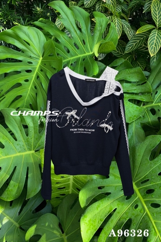 ÁO THUN LECH VAI ĐEN 96326