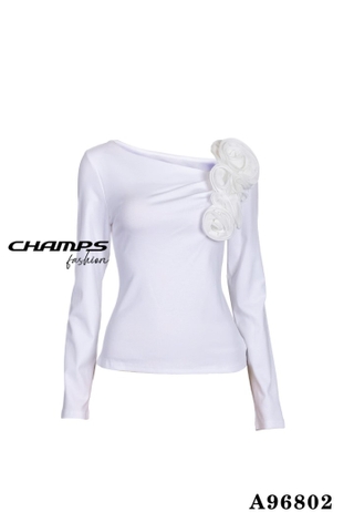 ÁO THUN TRẮNG TAY DÀI HOA 96802