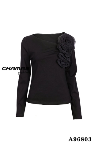 ÁO THUN ĐEN TAY DÀI HOA 96803