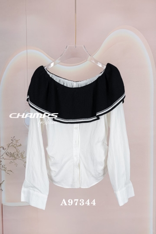 ÁO TRẮNG VAI TRỄ LEN 97344