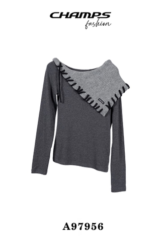 ÁO THUN XÁM LEN LỆCH VAI 97956