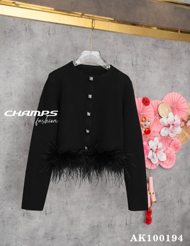 ÁO KHOÁC LEN ĐEN CHANEL VIP LÔNG 100194