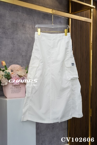 CHÂN VÁY XÔ DÙ MIUMIU TRẮNG 102606