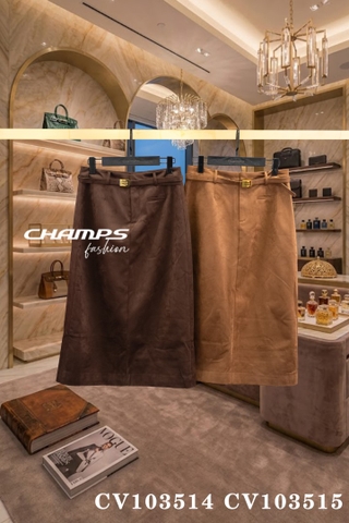 CHÂN VÁY ÔM DA LỘN NÂU NHẠT 103514
