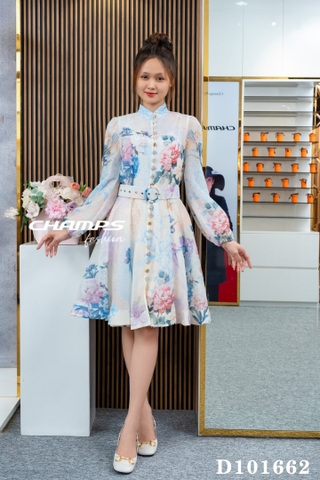 ĐẦM XOE HOA XANH LÓT DN 101662