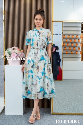 ĐẦM SƠ MI LOANG XANH DN 101664