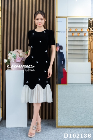 ĐẦM NHUNG ĐEN SUÔN 102136
