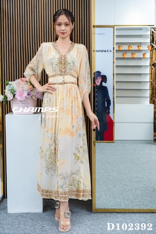 ĐẦM LỤA DÀI CAMILLA VÀNG CUOM 102392