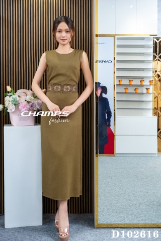 ĐẦM XANH REN EO HỞ 102616