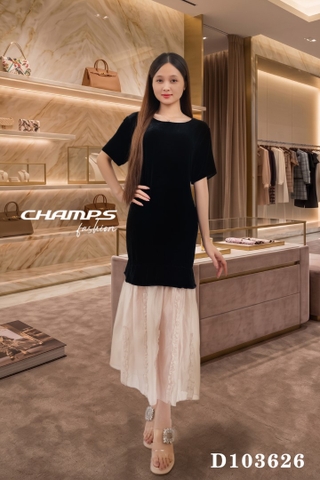 ĐẦM NHUNG ĐEN DÀI 103626