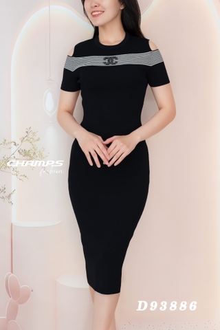 ĐẦM LEN ĐEN PHỐI SỌC CHANEL 93886