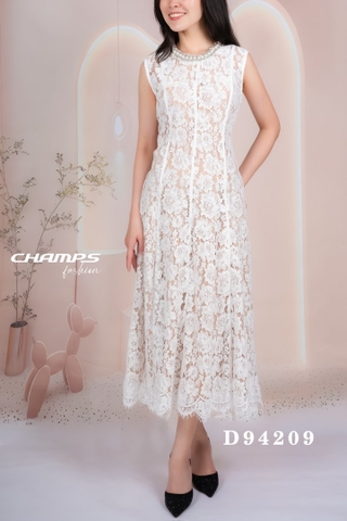 ĐẦM REN TRẮNG SÁT NÁCH XÒE CỔ CƯỜM 94209