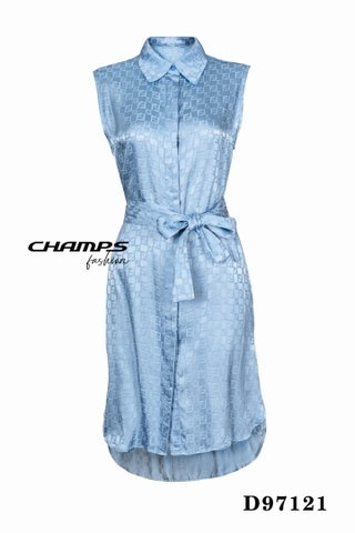 ĐẦM SƠ MI LỤA XANH FENDI 97121