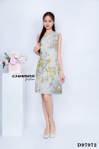 ĐẦM GẤM SUÔN XÁM HOA 97972