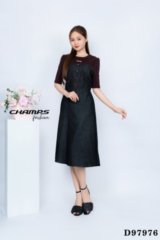 ĐẦM JEAN PHỐI THUN ĐỎ 97976