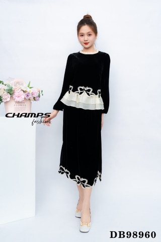 BỘ NHUNG ĐEN NƠ 98868